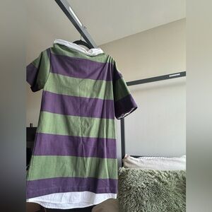 New DRIES VAN NOTEN Denea Stripe Dress Purple Green Sz S